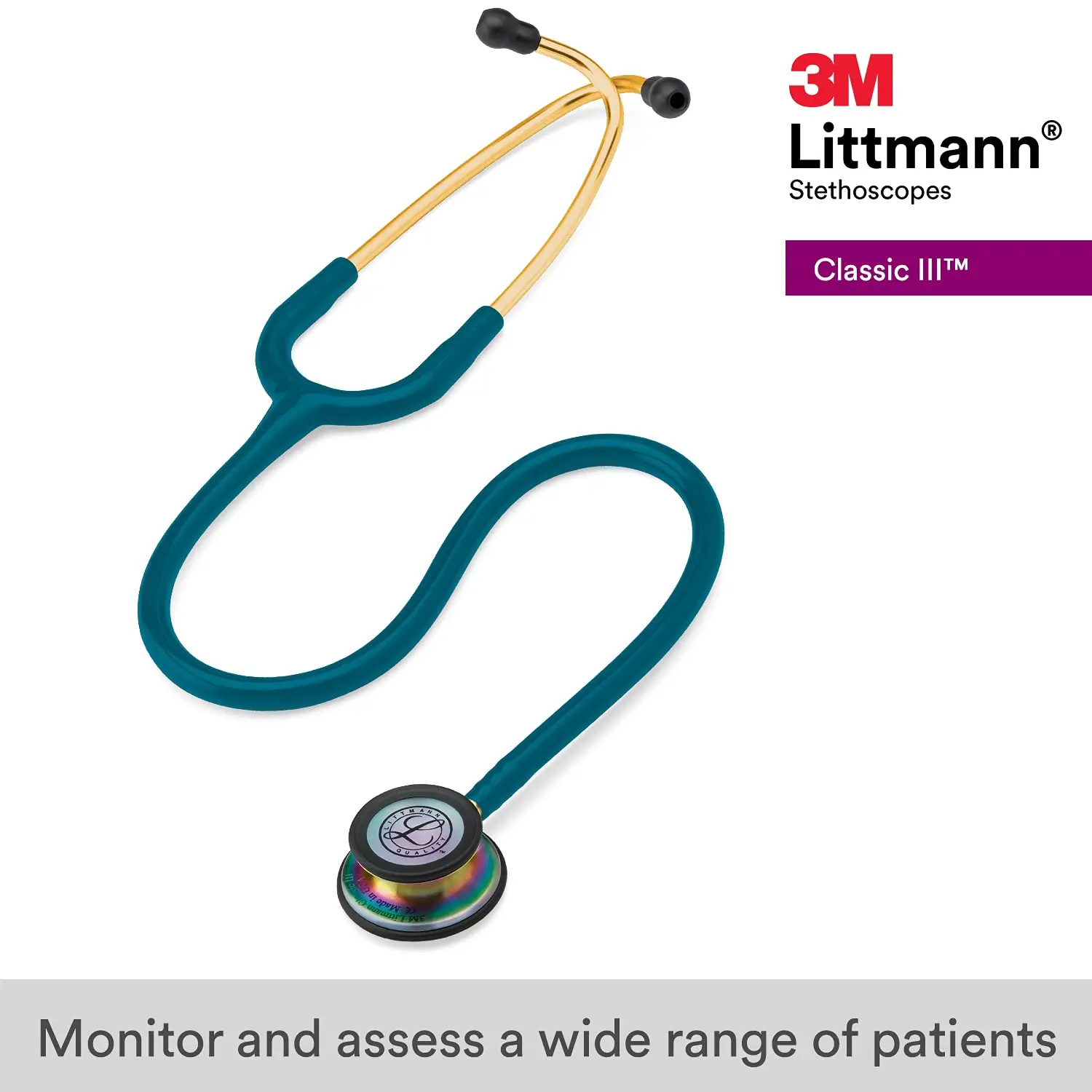 Стетоскоп для отслеживания радужной отделки Littmann Classic III, 3 м, 27 дюймов, карибская голубая трубка 5870, для врачей и медсестер
Стетоскоп для отслеживания радужной отделки Littmann Classic III, 3 м, 27 дюймов, карибская голубая трубка 5870, для врачей и медсестер