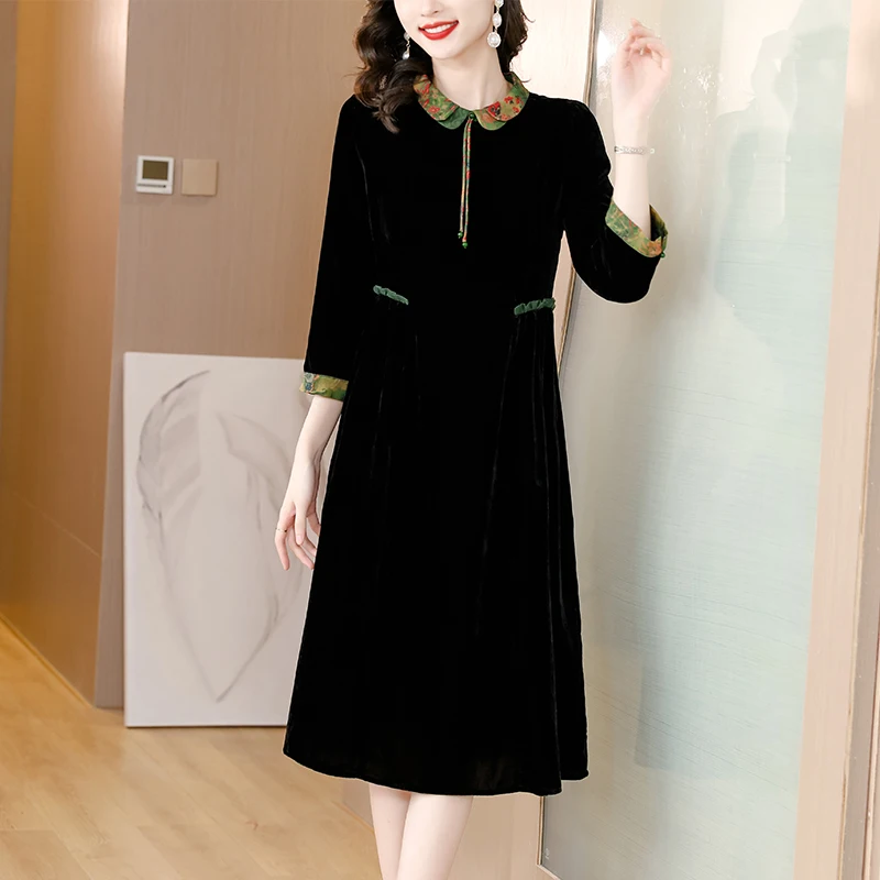 2023 New Fashion True Velvet Dress Women's Autumn And Winter Vintage Versatile 9/4 Sleeve Loose Fit Casual Party Vestidos
2023 New Fashion True Velvet Dress Women's Autumn And Winter Vintage Versatile 9/4 Sleeve Loose Fit Casual Party Vestidos
