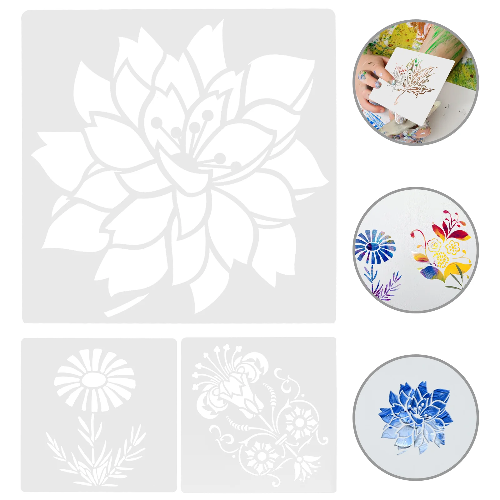 

1 Set of Flower Shaped Stencil Reusable Stencil Crafts Journal Stencil Holiday Drawing Template