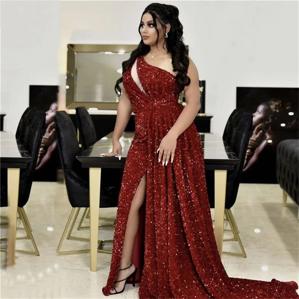 Saudi Arabia Dubai Burgundy One Shoulder Sexy High Slit Evening Dresses 2023 Elegant Mermaid Sequins Luxury Formal Dress
Saudi Arabia Dubai Burgundy One Shoulder Sexy High Slit Evening Dresses 2023 Elegant Mermaid Sequins Luxury Formal Dress