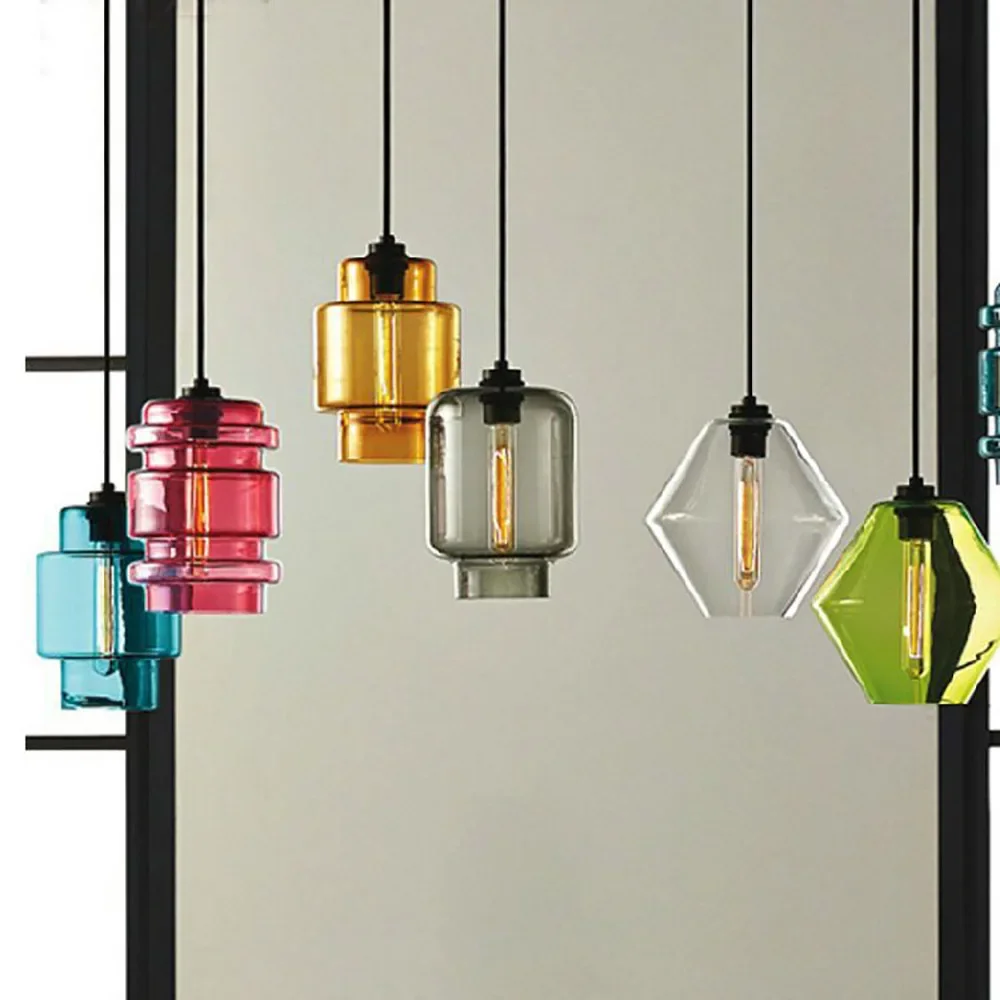 

Nordic Candy Glass Pendant Light Modern loft hanging lustre industrial decor Lights Fixtures E27/E26 for Kitchen Restaurant Lamp