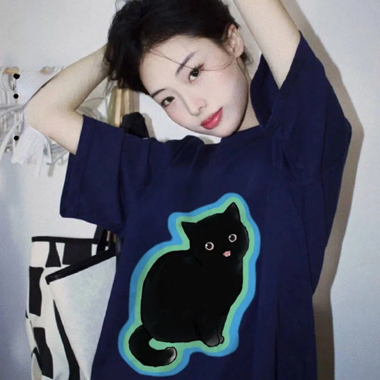 Cotton retro simple cute cat Print T shirt Fashion American Y2K Loose Personalized Art Women Kawaii Clothing T shirt top
Cotton retro simple cute cat Print T shirt Fashion American Y2K Loose Personalized Art Women Kawaii Clothing T shirt top