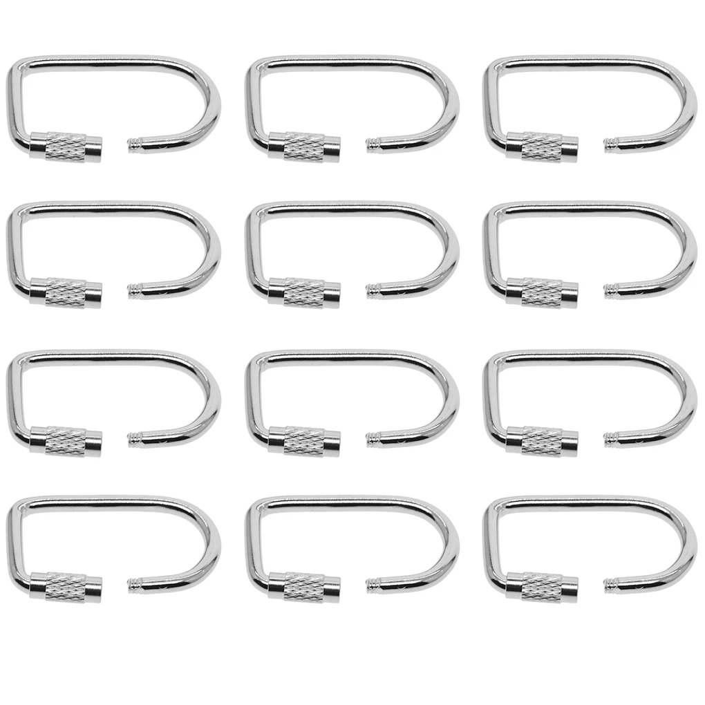 

12 Pieces Steel Wire Carabiner Portable Stylish Quick Links Rectangular Shape Key Chain Buckle Indoor Outdoor Hook