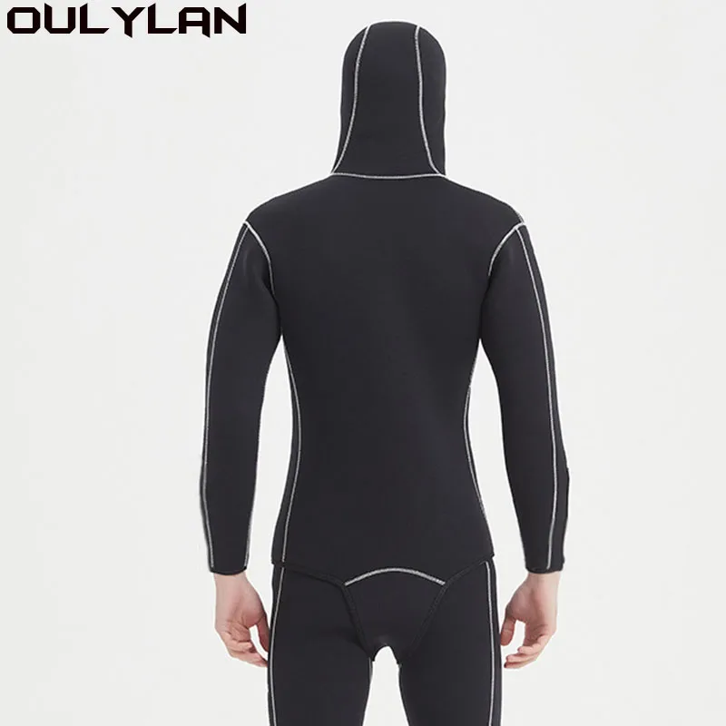 

Oulylan Warm Diving Snorkeling Surfing Spearfishing Suits 5MM Neoprene Hooded Split Diving Suit Wetsuit Men's Scuba