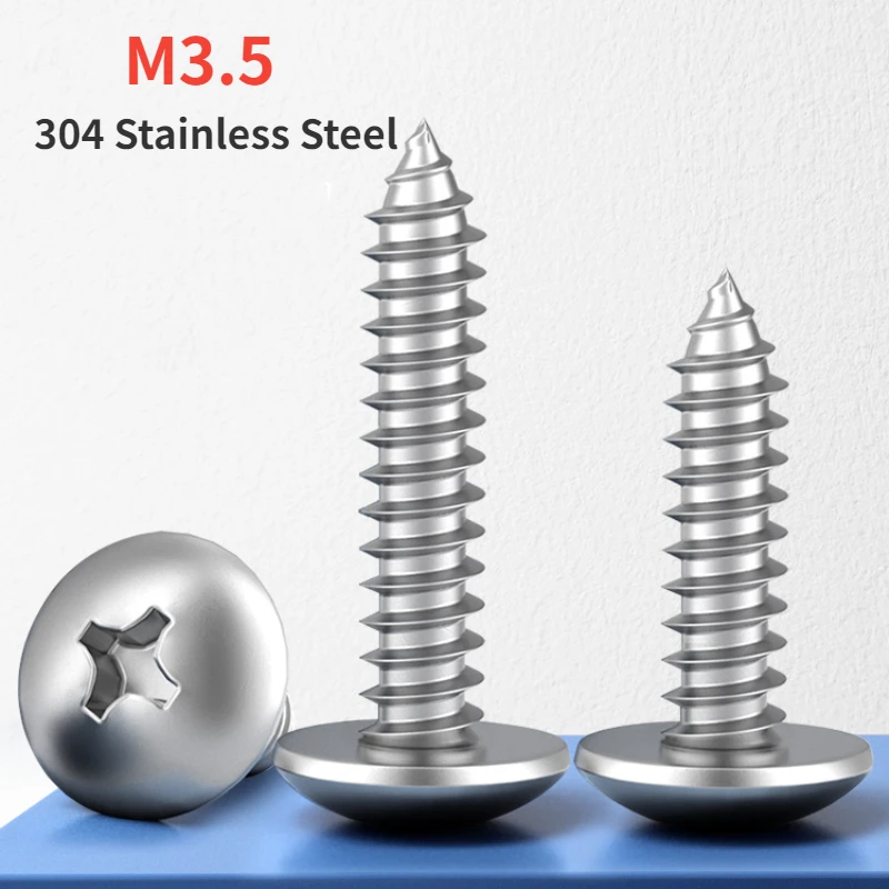 M3.5 304 Stainless Steel Cross Recessed Truss Head Self-tapping Screw Phillips Pan Head Wood Screw
M3.5 304 Stainless Steel Cross Recessed Truss Head Self-tapping Screw Phillips Pan Head Wood Screw