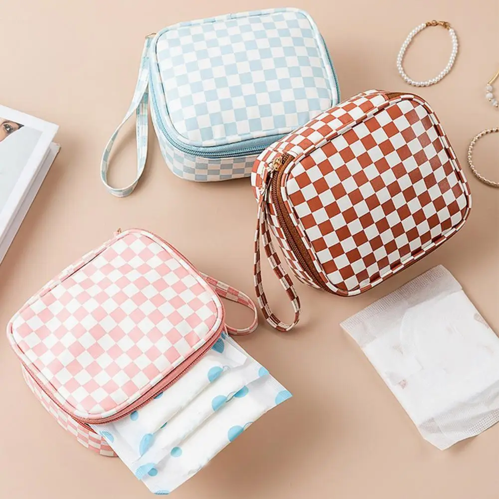 Chessboard Checker Small Storage Bag Smooth Zipper with Handle Waterproof Portable Sanitary Napkin Makeup Organizer
Chessboard Checker Small Storage Bag Smooth Zipper with Handle Waterproof Portable Sanitary Napkin Makeup Organizer