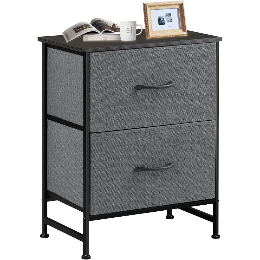 

Nightstand with 2 Drawers, Bedside Table Small Dresser with Removable Fabric Bins with Sturdy Steel Frame Freight free