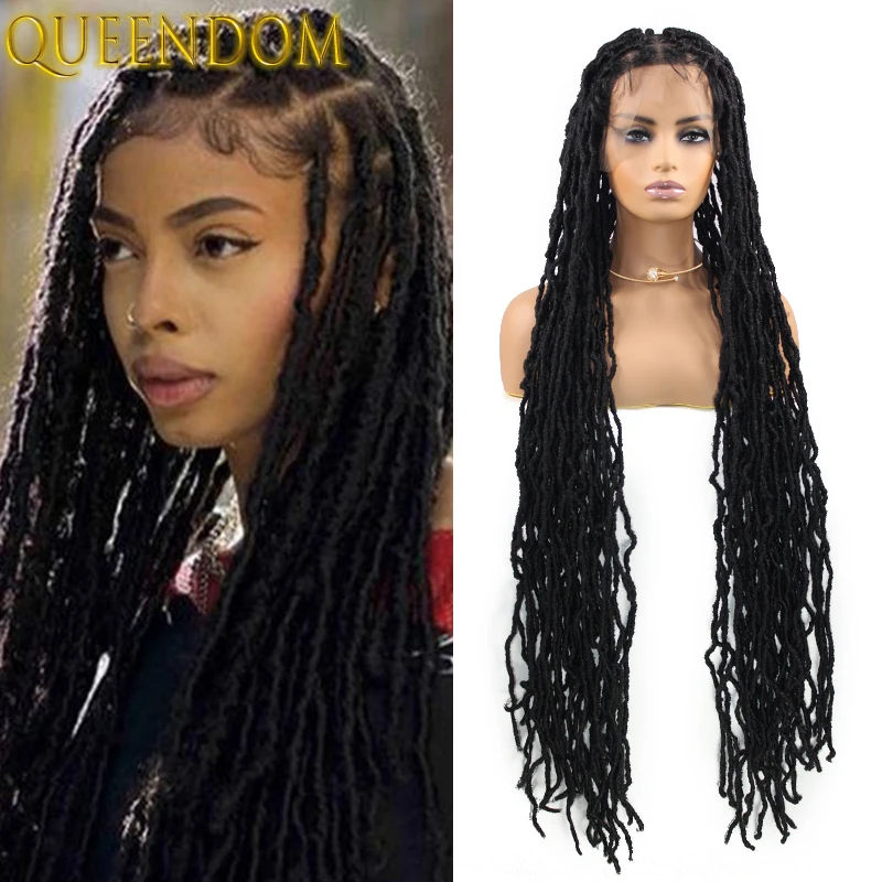 

40" Box Braided Full Lace Wigs Butterfly Locs Crochet Knotless Braids Synthetic Lace Wig with Plaits Senegalese Twist Braids Wig