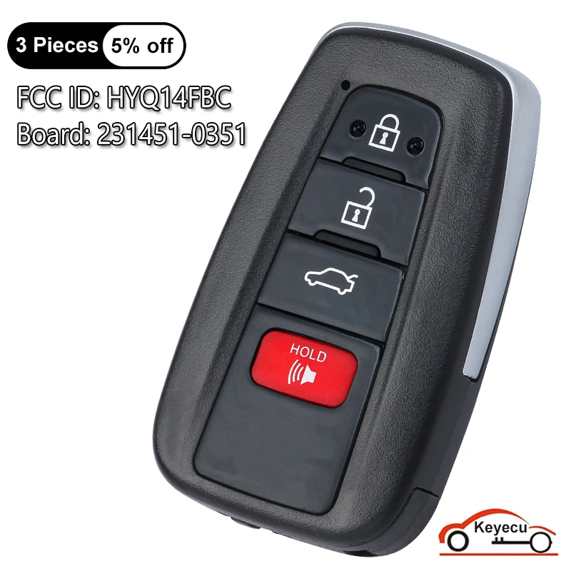 KEYECU 4 кнопки 314,3 МГц для Toyota Avalon 2019 2020 2021 автоматический умный пульт дистанционного управления HYQ14FBC 231451-0351 8990H-07080
KEYECU 4 кнопки 314,3 МГц для Toyota Avalon 2019 2020 2021 автоматический умный пульт дистанционного управления HYQ14FBC 231451-0351 8990H-07080