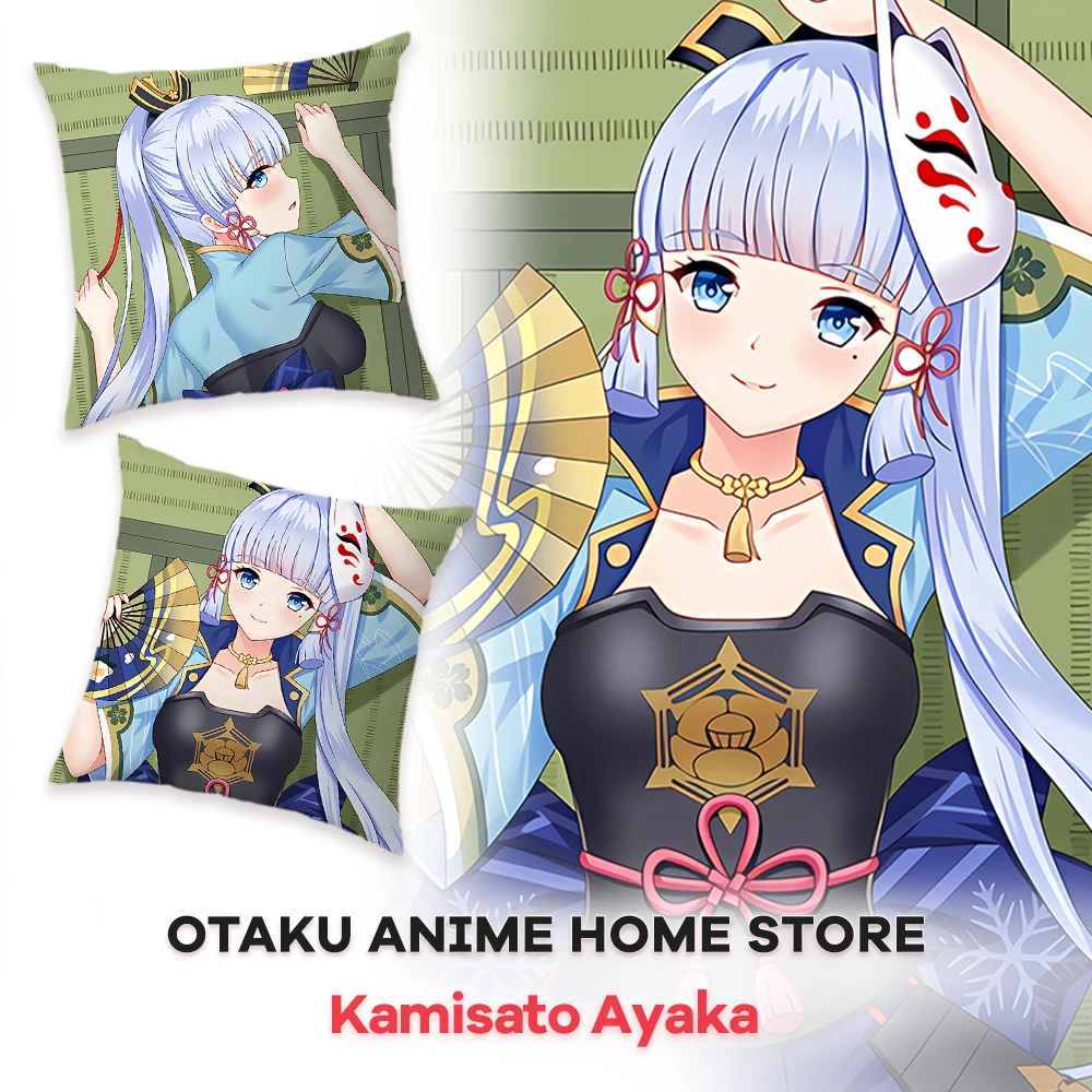 

Anime Genshin Kamisato Ayaka Throw Cushion Cover 45x45 Dakimakura 2 Sided Printed Pillow Cover Decorative Pillows for Sofa