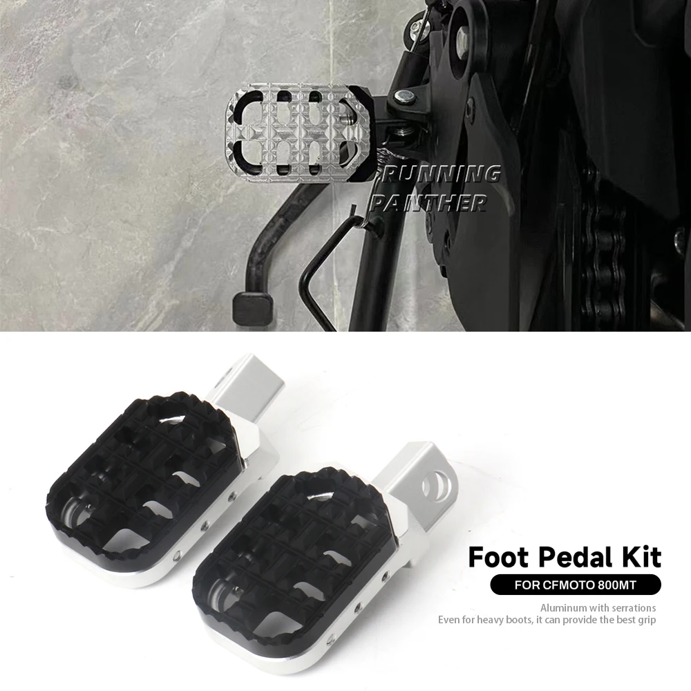 

For CF MOTO CFMOTO 800 MT 800MT 800mt 800 Mt Motorcycle Black Silver Foot Pegs Aluminium Footrest Expandable Teeth Pedal Kit