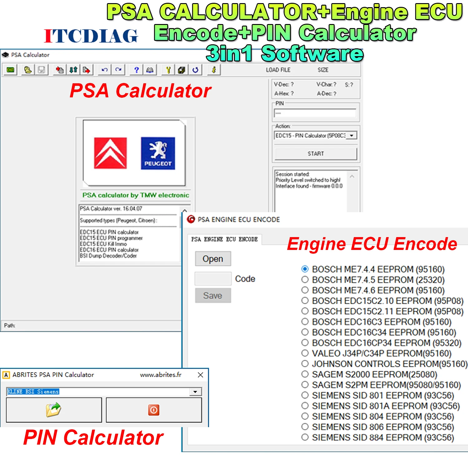 

for PSA Software V16.04.07 and for PSA PIN Calculator software and for PSA ENGINE ECU ENCODE Software for Citroen for Peugeot