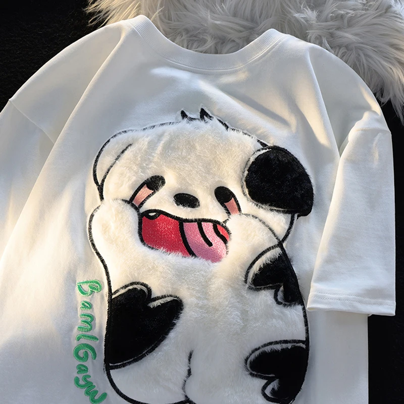 Flock Cartoon Dog Cute T Shirt for Women Summer New Round Neck Women's Cotton T-shirt Ladies Loose Y2K Tops Streetwear
Flock Cartoon Dog Cute T Shirt for Women Summer New Round Neck Women's Cotton T-shirt Ladies Loose Y2K Tops Streetwear