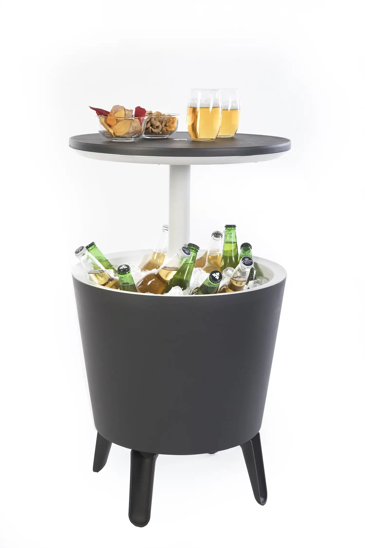 

Современный крутой бар и боковой столик Keter, уличная мебель для патио с 7,5 галлонами, охладитель пива и вина, серый