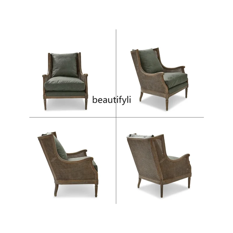 Solid Wood Rattan Single-Seat Sofa Chair Retro New Chinese Style Living Room Leisure Armchair
Solid Wood Rattan Single-Seat Sofa Chair Retro New Chinese Style Living Room Leisure Armchair