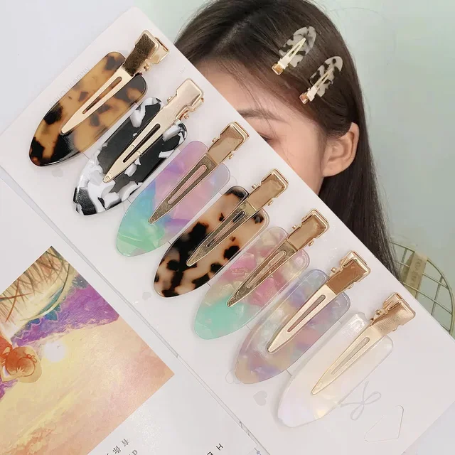 Pinces à cheveux en acétate léopard pour femmes et filles, pince sans couture, outils de coiffure de maquillage, barrettes pour frange, accessoires pour cheveux, 4 pièces, 2 pièces 1