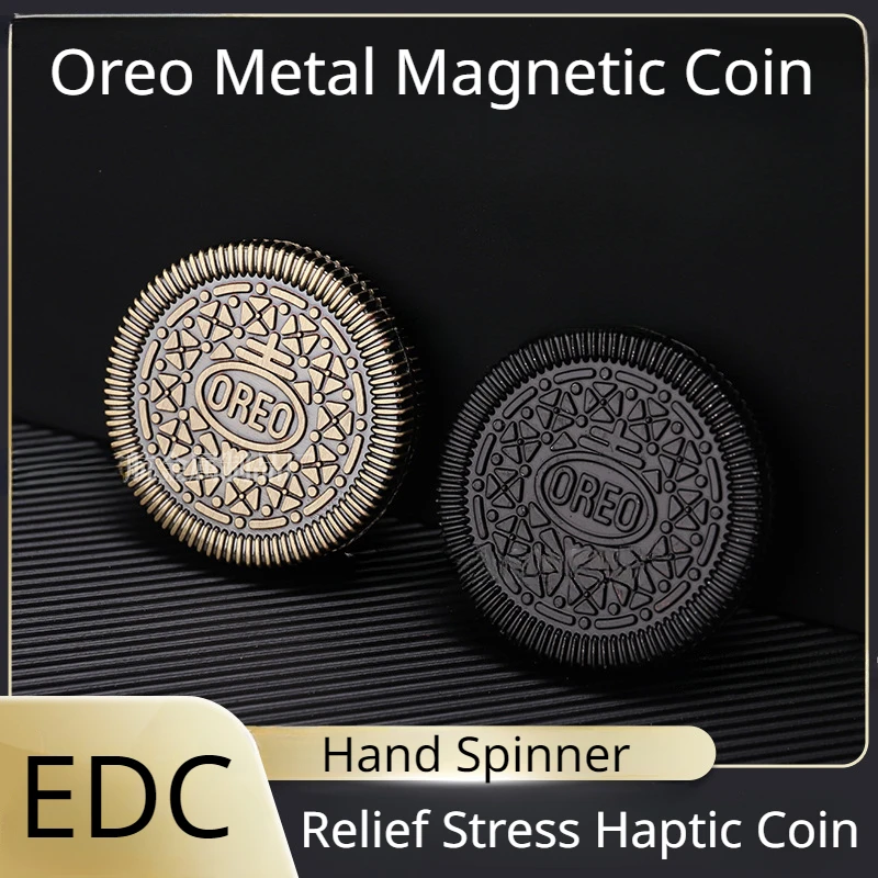 

Oreo Haptic Coin Metal Magnetic Coin Gyro Fidget Spinner EDC Autism Pop AntiStress Hand Spinner Spinning GyroScope Relief Stress