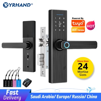 투야 생체 인식 지문 잠금 장치, 보안 지능형 스마트 잠금 장치, 와이파이 앱 암호 RFID 잠금 해제, 도어락 전자 호텔