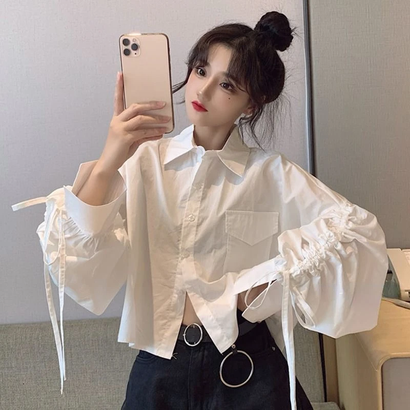 Женская блузка с длинным рукавом, белая блузка с воротником «Питер Пэн», свободного покроя, в Корейском стиле, на осень
Женская блузка с длинным рукавом, белая блузка с воротником «Питер Пэн», свободного покроя, в Корейском стиле, на осень