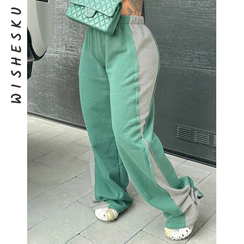 

Women High Waist Patchwork Casual Baggy Pants Joggers Wide Leg Sweatpants 2023 Spring Fall Harajuku Fairy Grunge Y2K Clothes