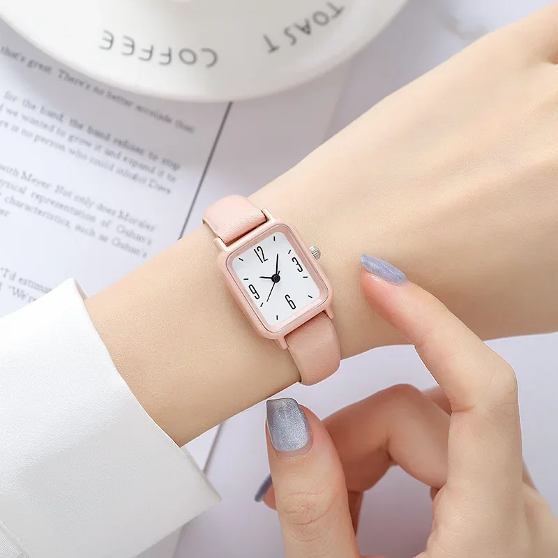 

Retro Square Dial Thin Leather Strap Watches for Women Female Watch Ins Students Korean Style Simple Quartz Wristwatches Relojes