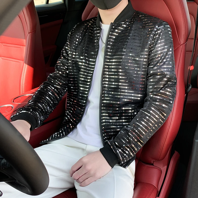 Spring Summer New Male's Casual Slim Sequin Design Stretch Sunscreen Clothes Long Sleeved Crew-neck Nightclub Chic Thin Jackets
Spring Summer New Male's Casual Slim Sequin Design Stretch Sunscreen Clothes Long Sleeved Crew-neck Nightclub Chic Thin Jackets