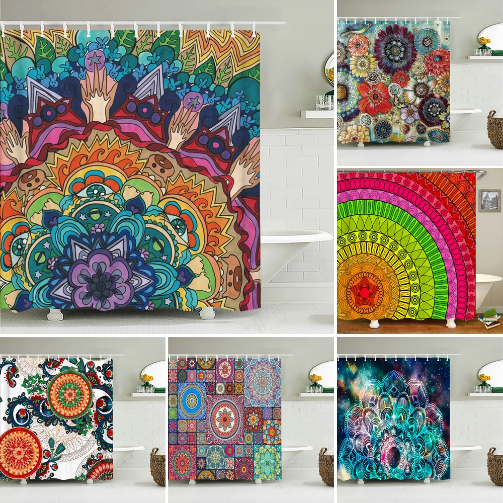 Bohemian Beach Fabric Shower Curtain Bathroom Curtains Indian Mandala Flower Waterproof Fabric Bath Screen with 12 Hooks
Bohemian Beach Fabric Shower Curtain Bathroom Curtains Indian Mandala Flower Waterproof Fabric Bath Screen with 12 Hooks