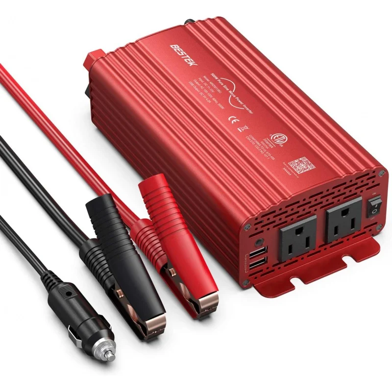 BESTEK 500W Pure Sine Wave Power Inverter DC 12V to AC( 2 Outlets) 110V Car Charger Plug Inverter Adapter Converter with 4.2A Du
BESTEK 500W Pure Sine Wave Power Inverter DC 12V to AC( 2 Outlets) 110V Car Charger Plug Inverter Adapter Converter with 4.2A Du