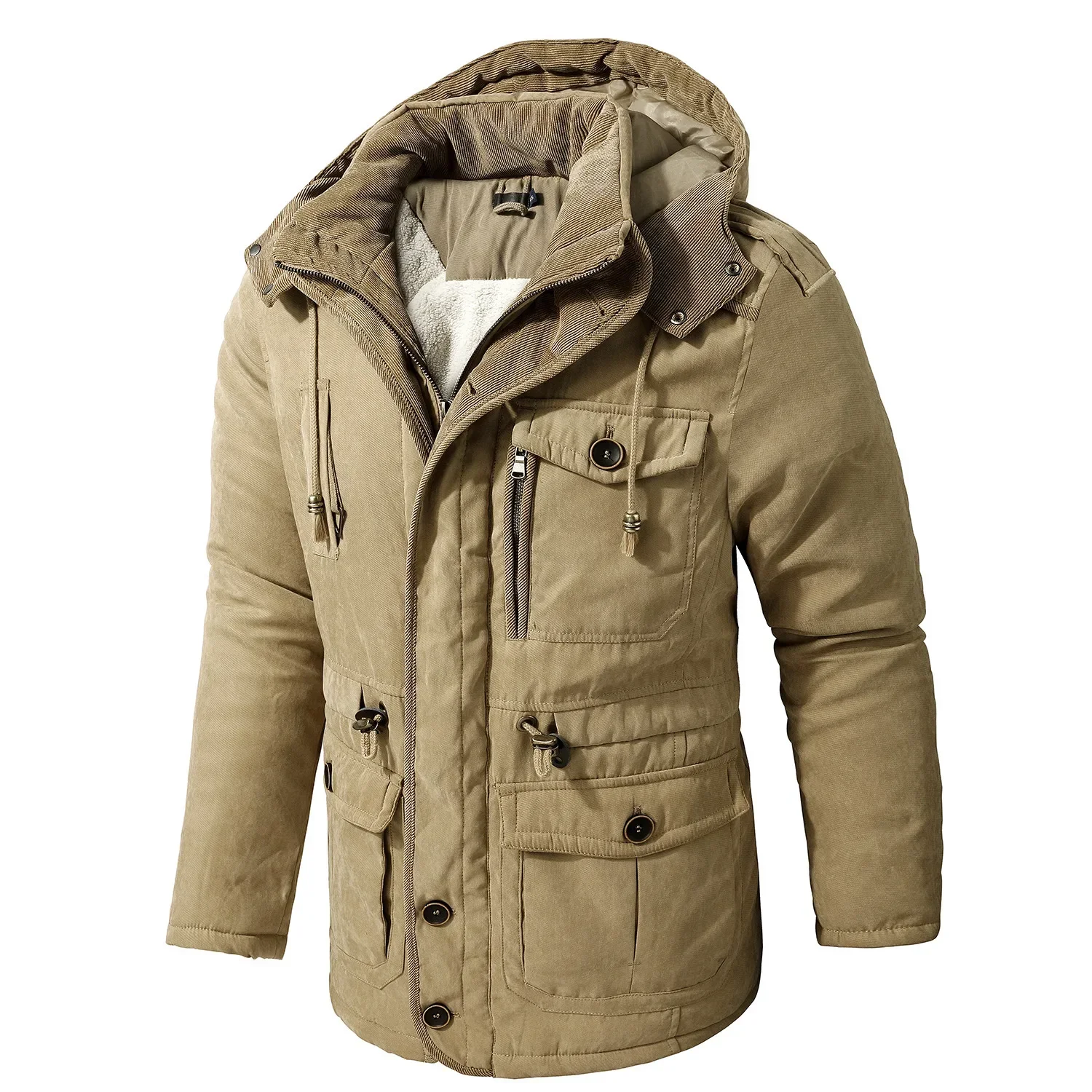 Men's Thicken Parkas Warm Winter Jacket Cashmere Fleece Coats Military Outdoor Cotton-Padded Male Windbreaker Hooded Outwear
Men's Thicken Parkas Warm Winter Jacket Cashmere Fleece Coats Military Outdoor Cotton-Padded Male Windbreaker Hooded Outwear