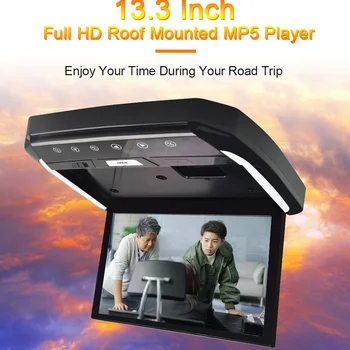 안드로이드 9.0 자동차 지붕 모니터, 4K IPS 플립 다운 스크린, 오버헤드 멀티미디어 비디오 디스플레이, 천장 지붕 마운트 미러 링크, 13.3 인치