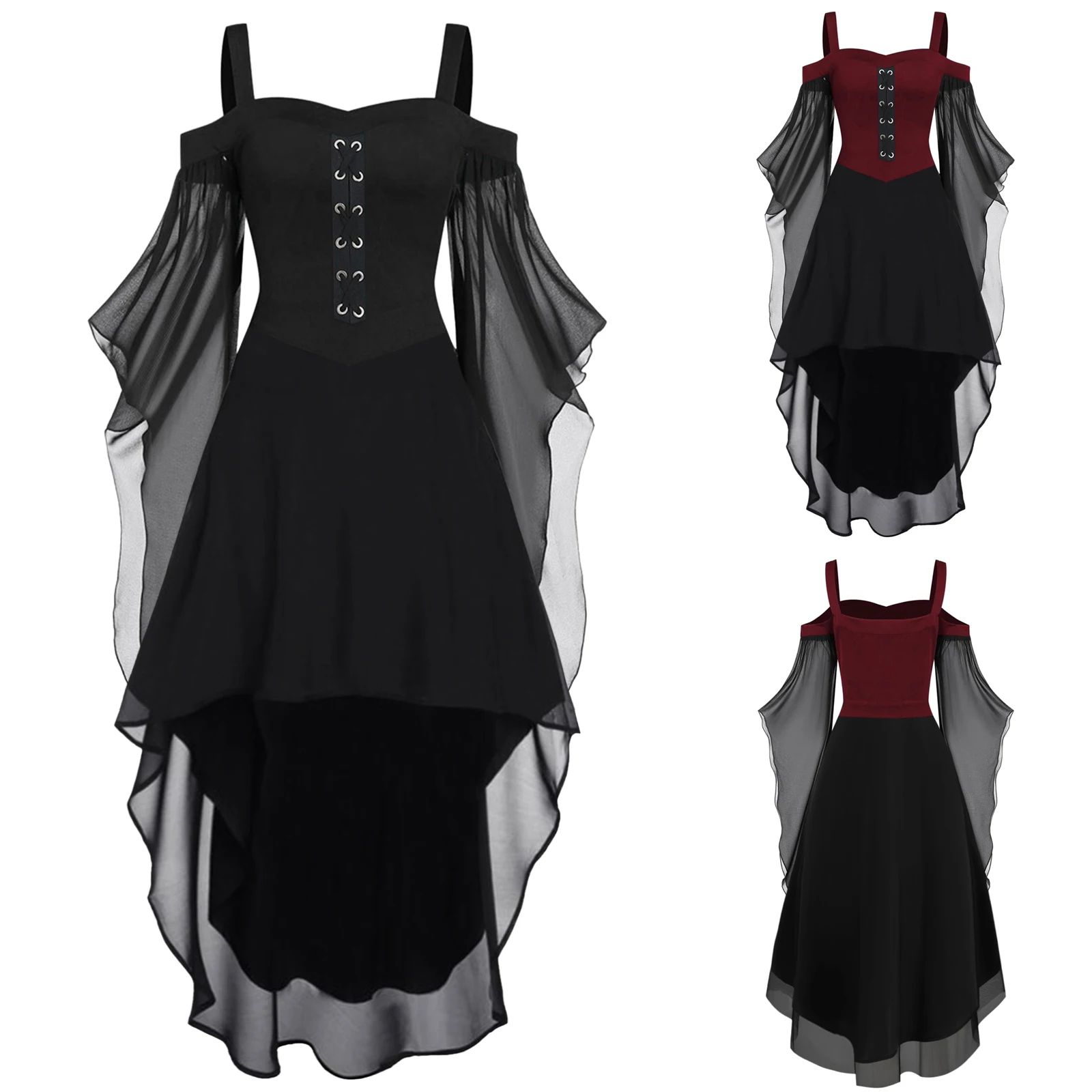 Satin Gothic Dresses Cocktail Dresses For Women Fashion Gothic Style Vintage Midi Dress Croset Long Flare Sleeve
Satin Gothic Dresses Cocktail Dresses For Women Fashion Gothic Style Vintage Midi Dress Croset Long Flare Sleeve