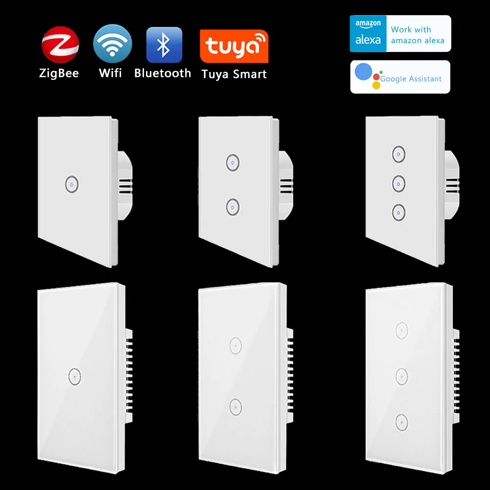 ZigBee Wifi Touch Switch Tuya Smart Switch Wall Socket Smart Home Remote Voice Control Timer Switch Work with Alexa Google Home 
ZigBee Wifi Touch Switch Tuya Smart Switch Wall Socket Smart Home Remote Voice Control Timer Switch Work with Alexa Google Home
