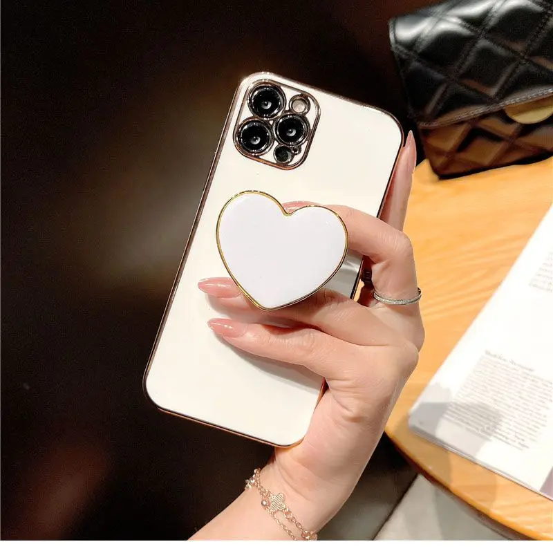 Luxury Love Heart Plating Silicone Case for iPhone