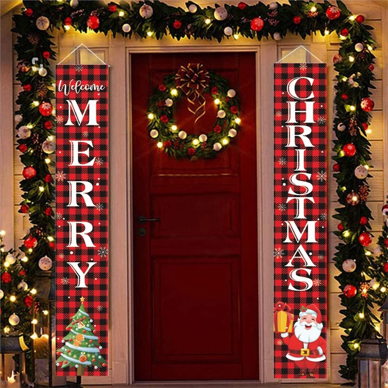 

Christmas Door Decoration 2023 Merry Christmas Banner Decor for Home Hanging Xmas Ornament Navidad Happy New Year Gift 2024