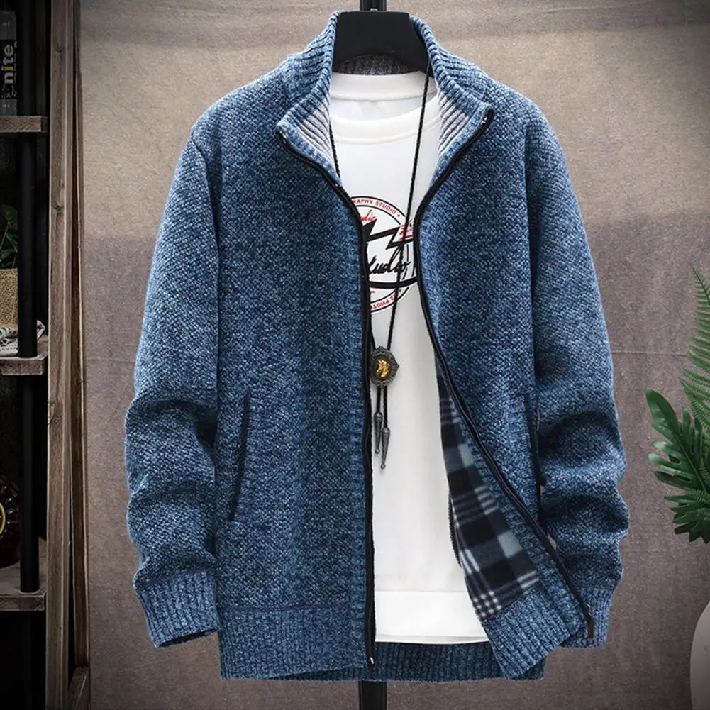 Men Winter Coat Knitted Stand Collar Long Sleeve Thick Warm Zipper Closure Pockets Elastic Pure Color Casual Men Jacket Sweater
Men Winter Coat Knitted Stand Collar Long Sleeve Thick Warm Zipper Closure Pockets Elastic Pure Color Casual Men Jacket Sweater
