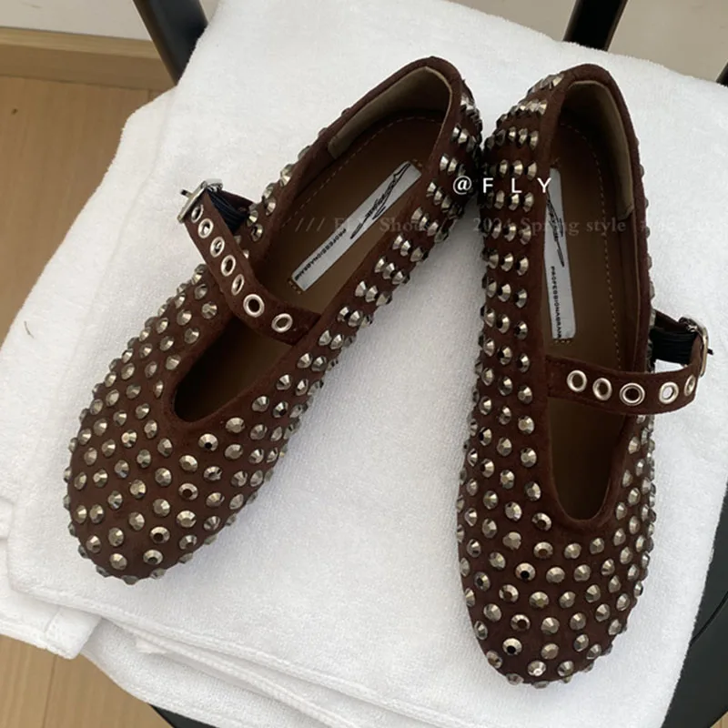 Rhinestone Flats for Women Crystal Studded Mary Jane Ballet Flats with rivets Shoes Buckle Strap Casual Dress Ballerina Shoes
Rhinestone Flats for Women Crystal Studded Mary Jane Ballet Flats with rivets Shoes Buckle Strap Casual Dress Ballerina Shoes