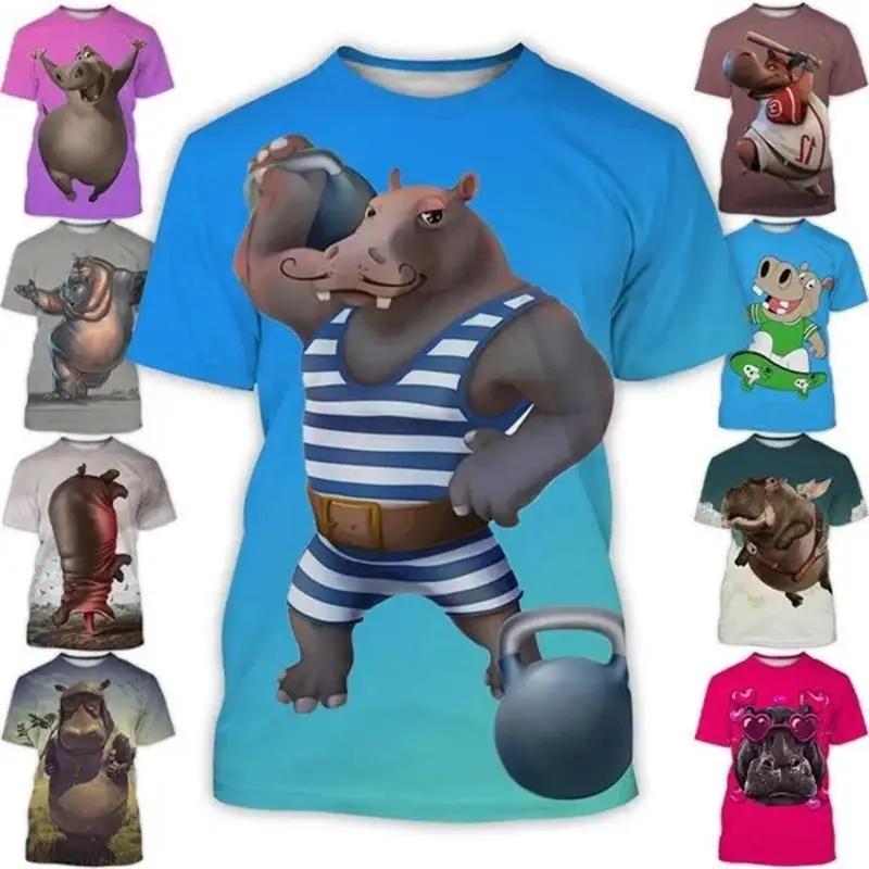 

Новинка, футболка с забавными животными в стиле хиппота, мужская летняя футболка 2023 с 3D принтом и коротким рукавом, женская одежда в стиле Харадзюку, модные детские топы y2k
