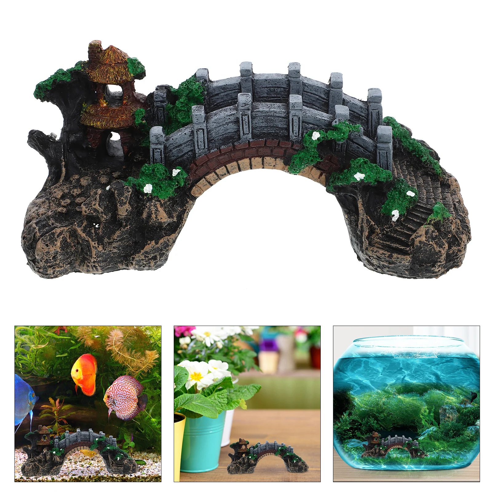 

Fish Tank Decoration Driftwood for Aquarium Underwater Bridge Adorn Hideout Decors Supplies Adornment Fake