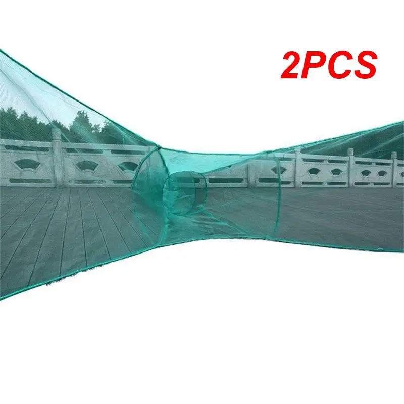

2PCS Fish Trap Portable Crap Shrimp Mesh Cage Fishing Trap Network Foldable Blocking Net Tackle Anti-escape Fish Cage