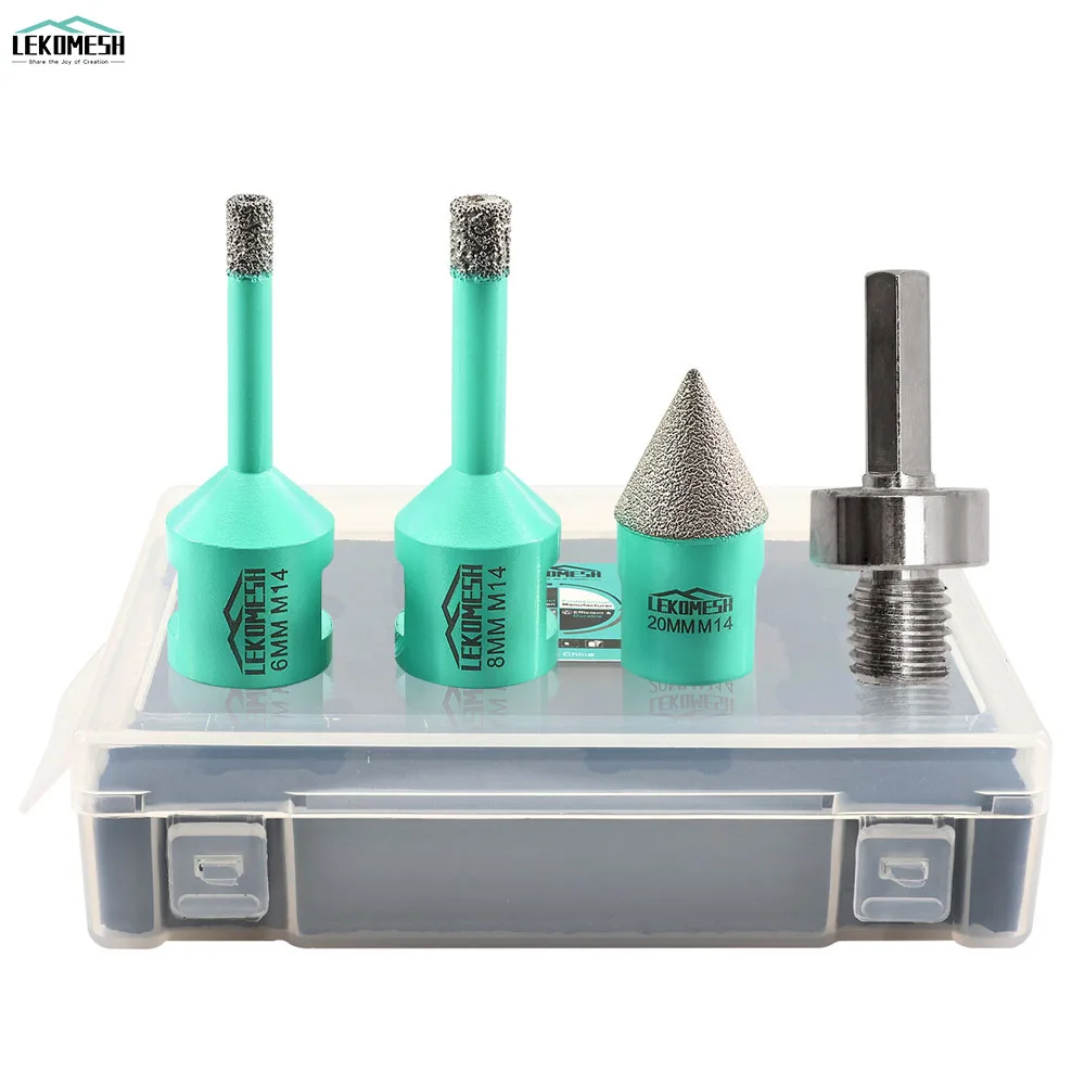 4pcs/Set Dia6+8mm Diamond Drill Bits+Diamond Chamfer+Hex Adapter with Plastic Box Drilling Milling Tile Marble Granite Porcelain
4pcs/Set Dia6+8mm Diamond Drill Bits+Diamond Chamfer+Hex Adapter with Plastic Box Drilling Milling Tile Marble Granite Porcelain