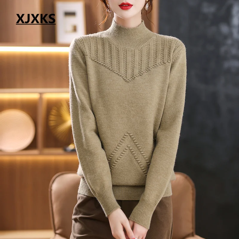 XJXKS Solid Color All-match Women's Turtleneck Sweater 2022 Winter New Thickened Warm Wool Knitted Pullover
XJXKS Solid Color All-match Women's Turtleneck Sweater 2022 Winter New Thickened Warm Wool Knitted Pullover