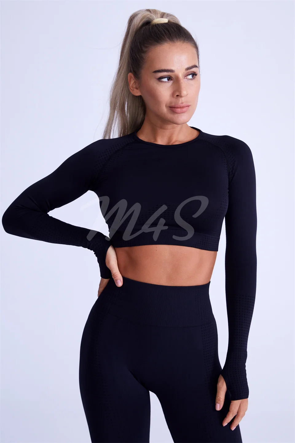 Ensemble Weibliche 2 Stück Yoga Set Frauen Nahtlose Daumen Loch Gym Workout Fitness Kleidung Sportswear Langarm Crop Top Leggings Ensemble Weibliche 2 Stück Yoga Set Frauen Nahtlose Daumen Loch Gym Workout Fitness Kleidung Sportswear Langarm Crop Top Leggings