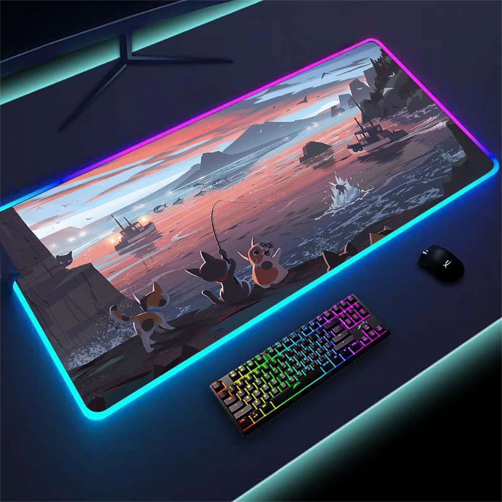 Anime Computer Mat RGB LED Mouse Pad Cat Carpet 80x30 Desktop Accessories 1200x600 with Light Play Mats Xxl Wave Blue Landscape 
Anime Computer Mat RGB LED Mouse Pad Cat Carpet 80x30 Desktop Accessories 1200x600 with Light Play Mats Xxl Wave Blue Landscape