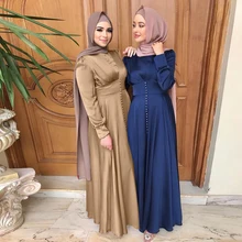 

2022 Dubai Turkey Abaya Silky Satin Muslim Dress Islam Dress Abayas Women Vestidos Robe Longue Vetement Femme Musulman De Mode