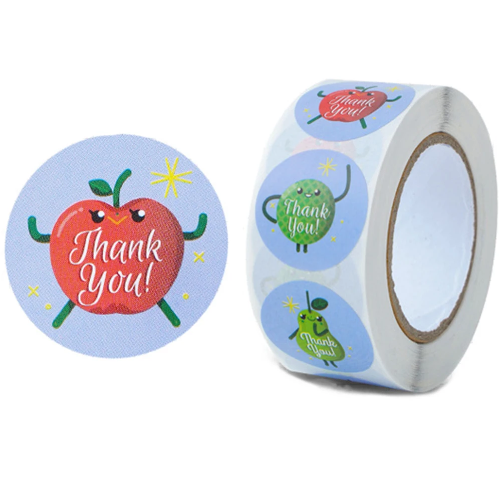 

500pcs Thank You Sticker 1in Round Fruit Design Scrapbook Envelope Seal Sticker Gift Box Decoration Stationery Label Stickers