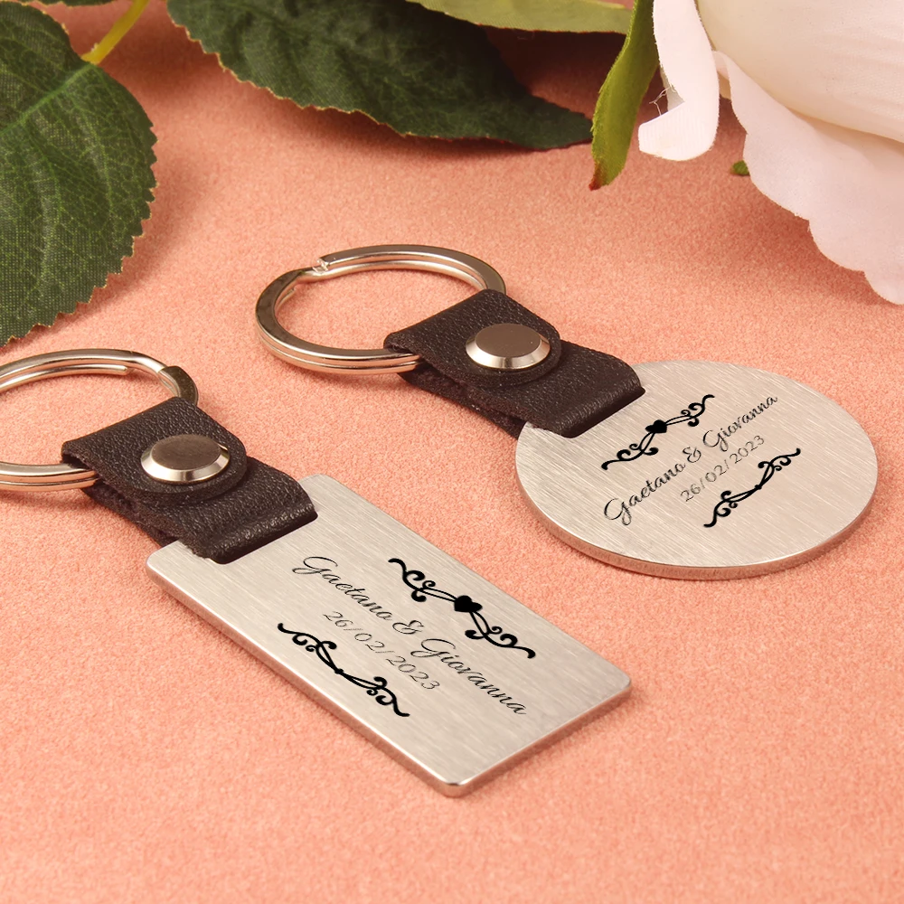 Custom Engraved Name Metal Keychain Leather And Steel Keyring Personalized DIY Wedding Party Birthday Baptism Gift Key Chain Custom Engraved Name Metal Keychain Leather And Steel Keyring Personalized DIY Wedding Party Birthday Baptism Gift Key Chain