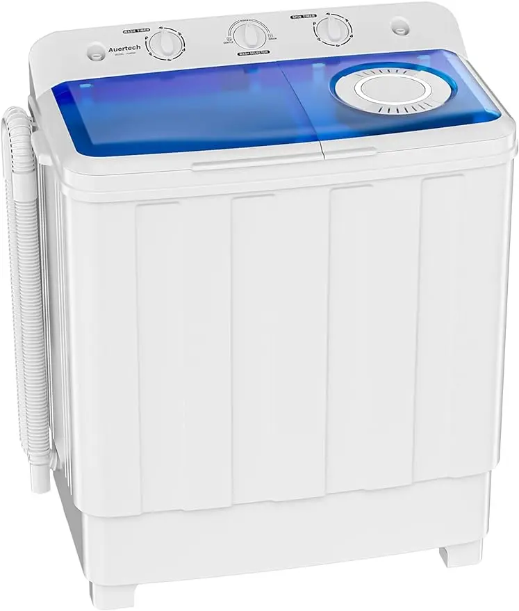 

Auertech Portable Washing Machine, 28lbs Twin Tub Washer Mini Compact Laundry Machine with Drain Pump, Semi-automatic 18lbs Wash