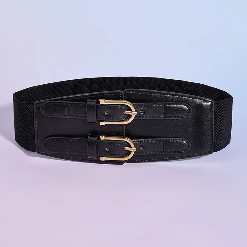 Vintage Women Faux Leather Buckle Elastic Wide Belt Strap Solid Color Waistband Waist Corset for Women Slimming Belt
Vintage Women Faux Leather Buckle Elastic Wide Belt Strap Solid Color Waistband Waist Corset for Women Slimming Belt