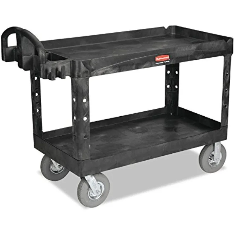 Rubbermaid Commercial Products Utility/Service Cart with Lipped Shelf/Pneumatic Casters, 750-Pound Capacity, Black, Two Shelves
Rubbermaid Commercial Products Utility/Service Cart with Lipped Shelf/Pneumatic Casters, 750-Pound Capacity, Black, Two Shelves