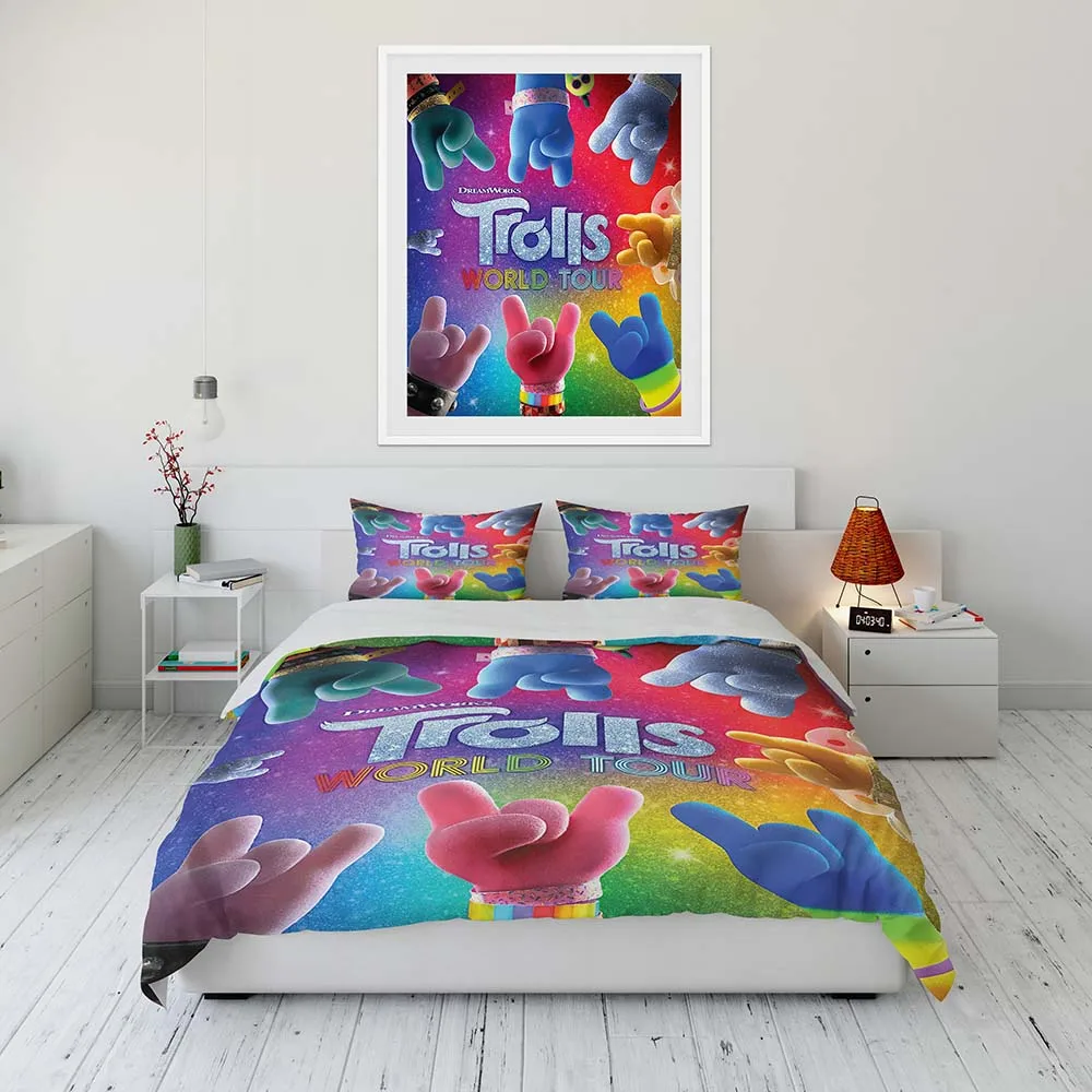 

Disney Trolls Band Together Bedding Set Kid Single Double King Size Flat Sheet Duvet Cover Pillowcase Bed Linens Bedclothes